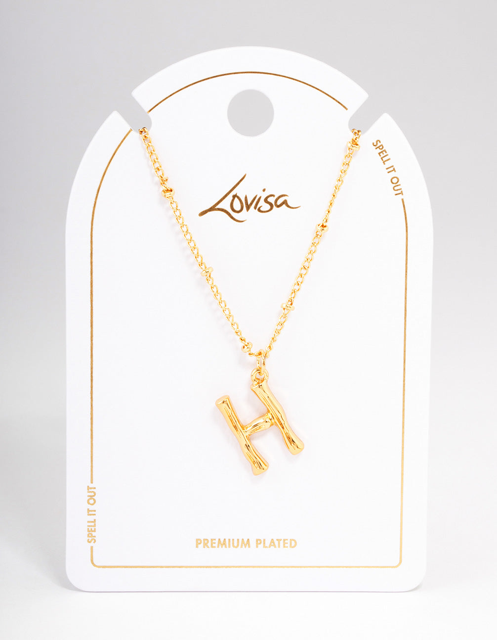 Gold Plated Letter H Bamboo  Necklace