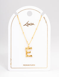 Gold Plated Letter E Bamboo  Necklace - link has visual effect only