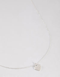 Sterling Silver Pave Cubic Zirconia Heart Necklace - link has visual effect only