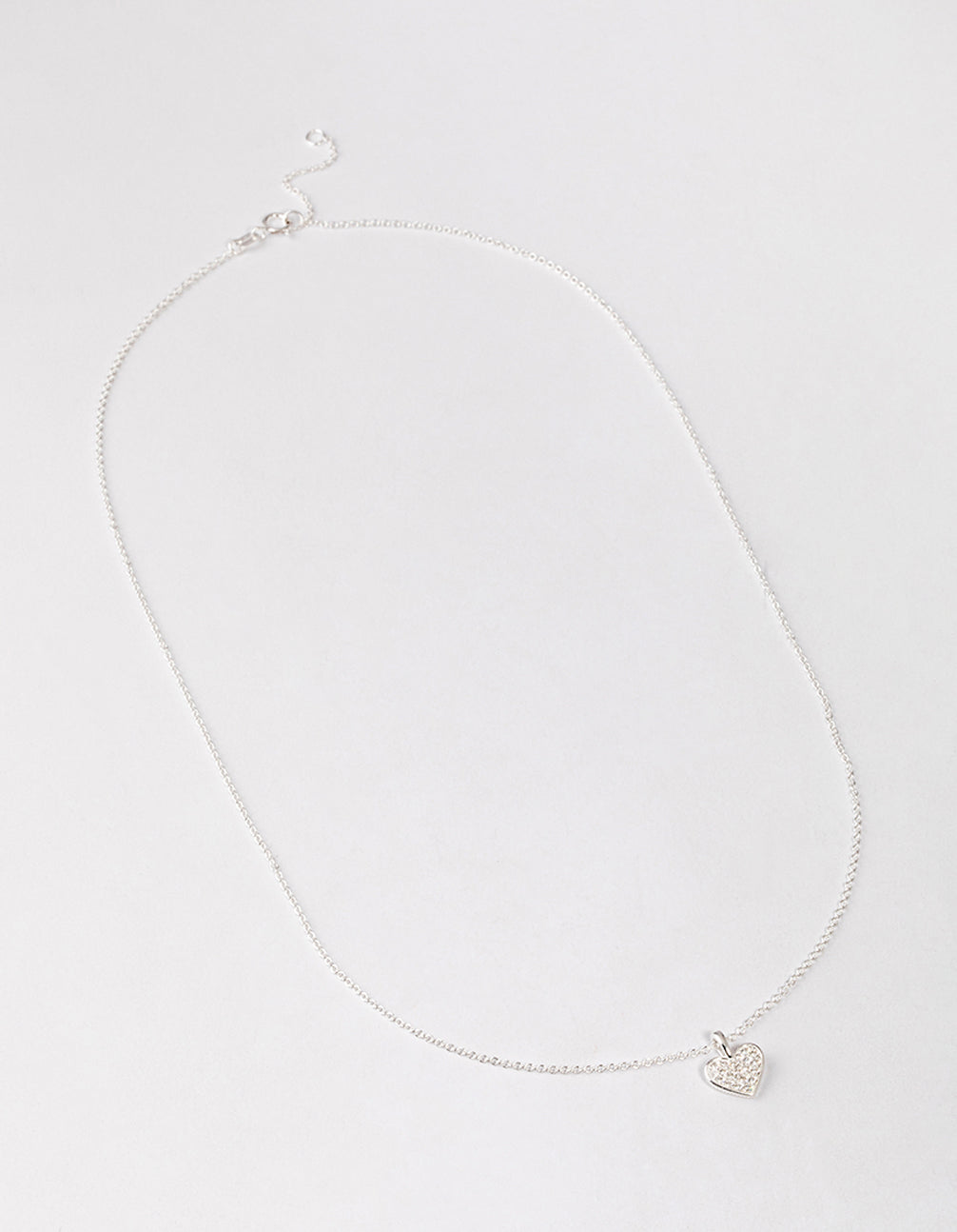 Sterling Silver Pave Cubic Zirconia Heart Necklace