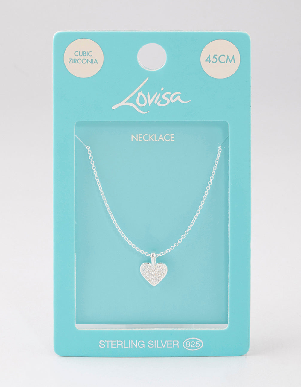 Sterling Silver Pave Cubic Zirconia Heart Necklace