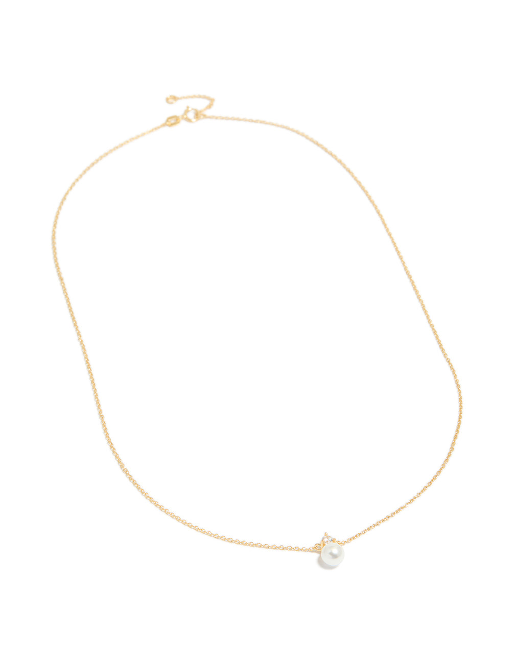 Gold Plated Sterling Silver Pearl Cubic Zirconia Necklace