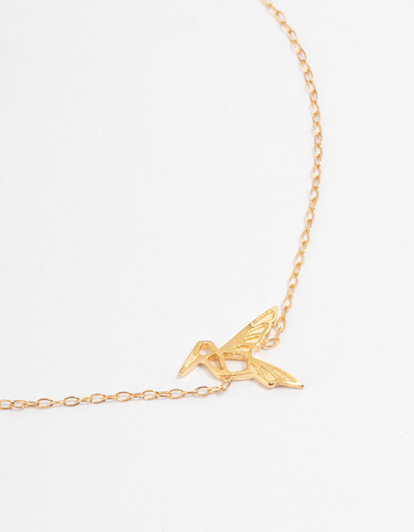 Gold Plated Sterling Silver Origami Bird Bracelet