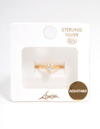 Gold Plated Sterling Silver Heart Cubic Zirconia Ring - link has visual effect only