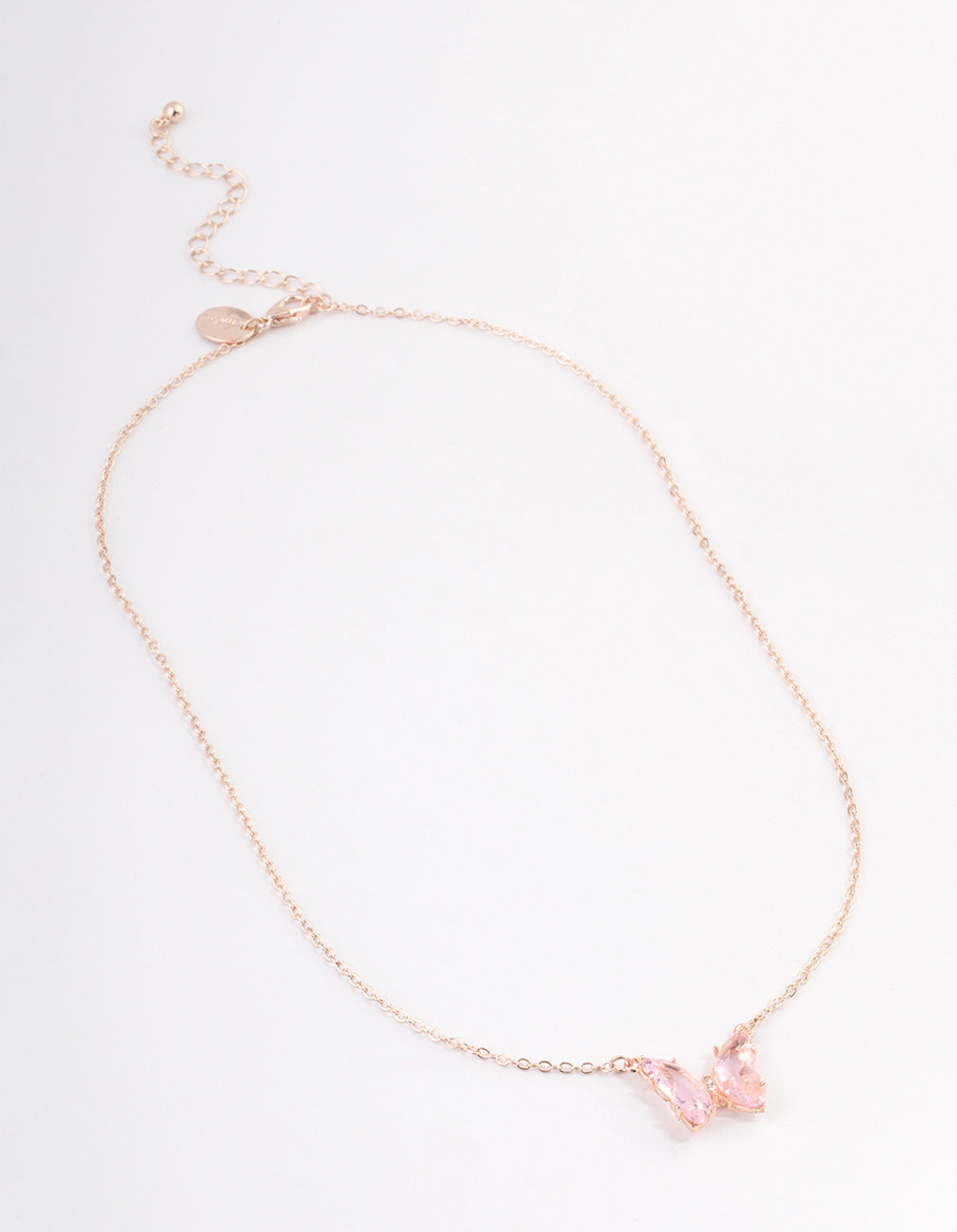 Rose Gold Pink Butterfly Pendant Necklace