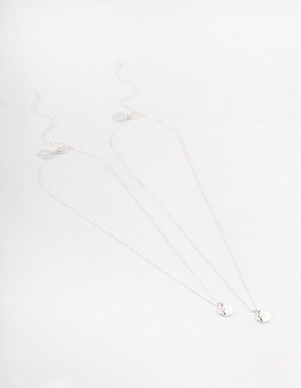 Silver Plated Heart Disc Necklace Pack