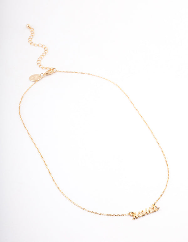Gold Plated 'Mama' Cubic Zirconia Necklace