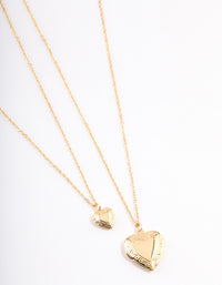Gold Plated Heart Locket Necklace Pack - link has visual effect only