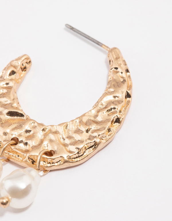 Gold Molten Flat Hoop Earrings