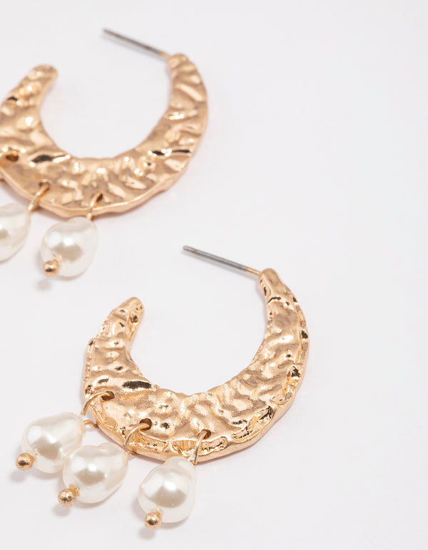 Gold Molten Flat Hoop Earrings
