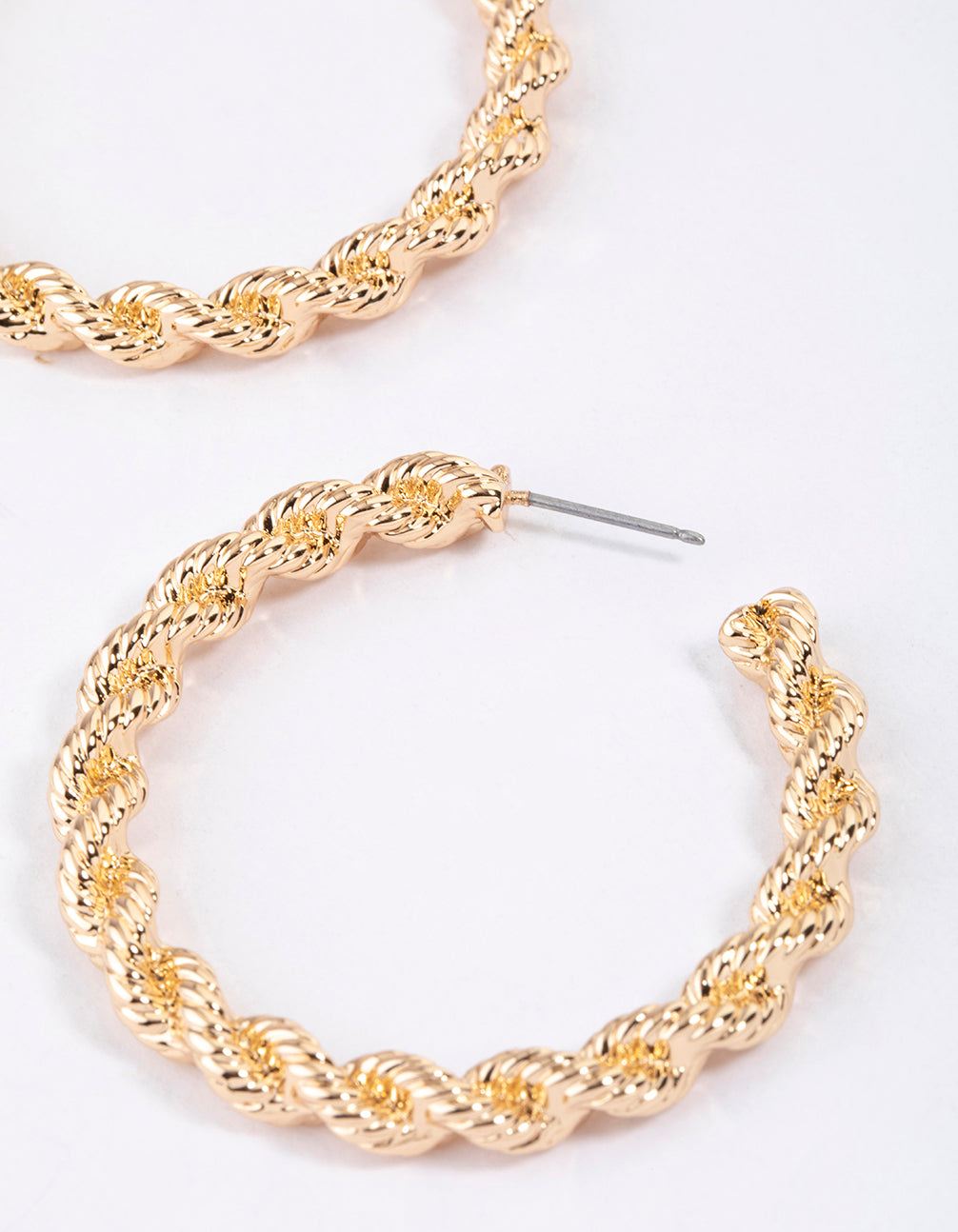 Gold Rope Twisted Hoop Earrings