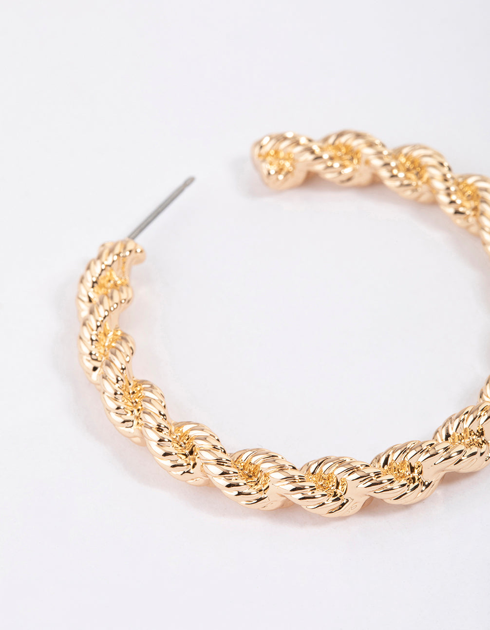 Gold Rope Twisted Hoop Earrings