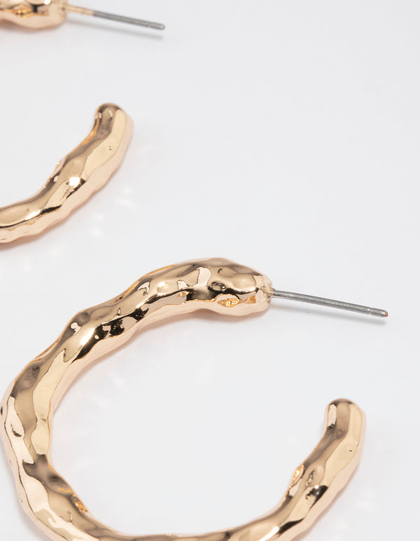 Gold Molten Hoop Earrings
