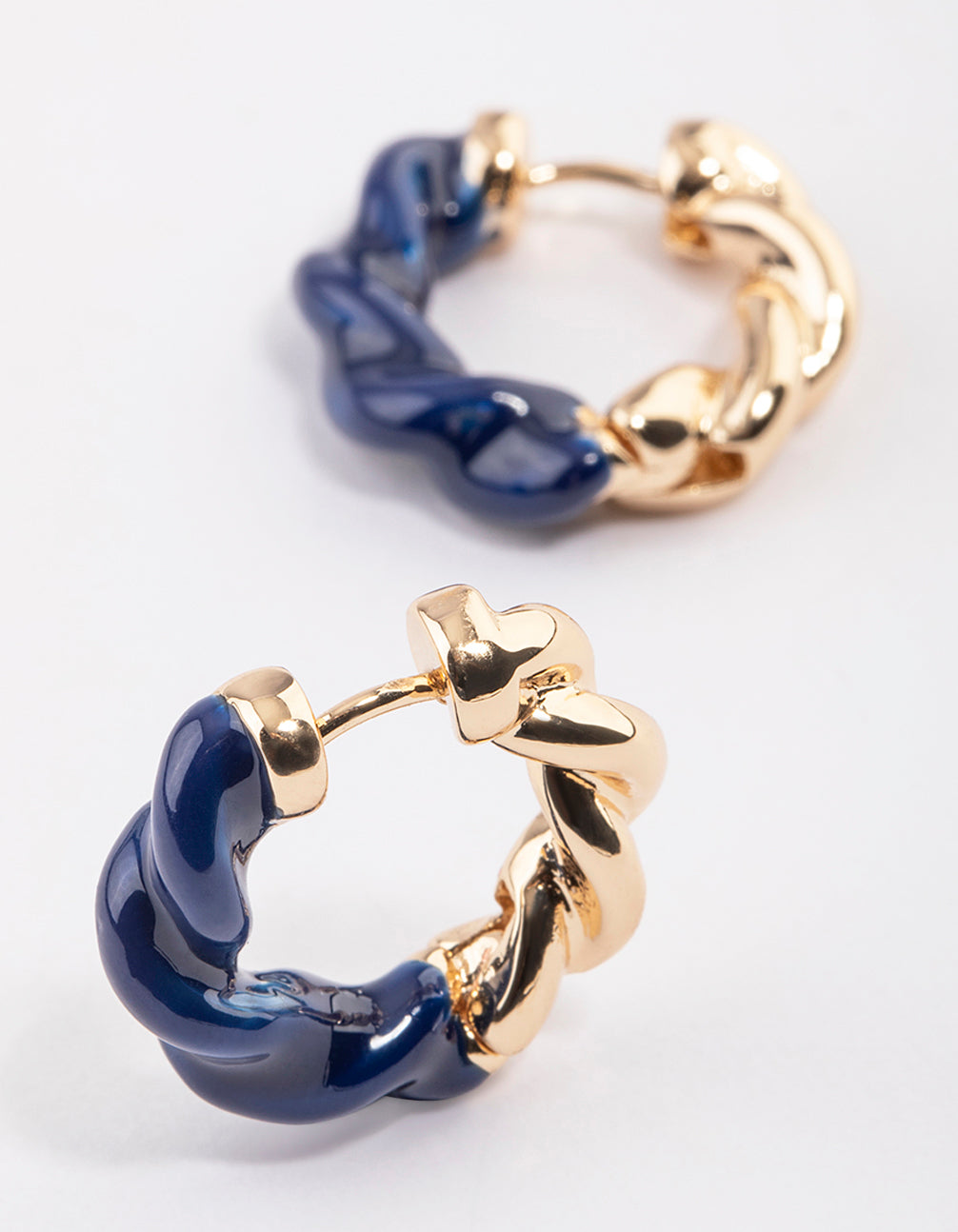 Gold Twisting Enamel Hoop Earrings