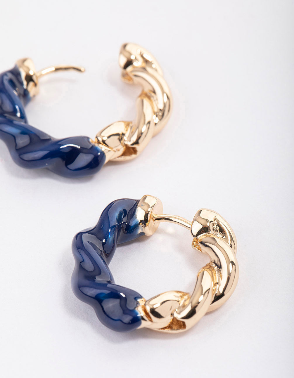 Gold Twisting Enamel Hoop Earrings
