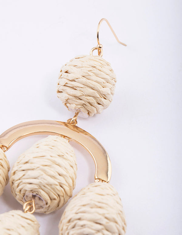 Gold Raffia Chandelier Earrings