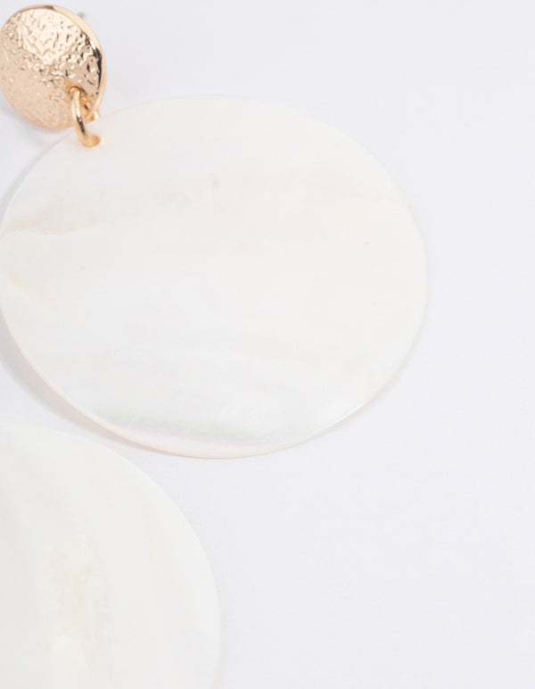 Gold Seashell Disc Earrings