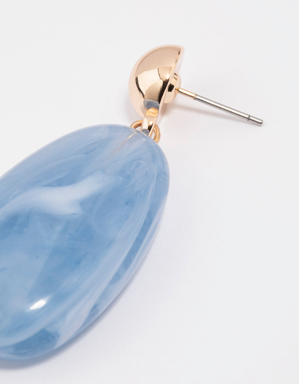 Gold Oval Stone Drop Earrings