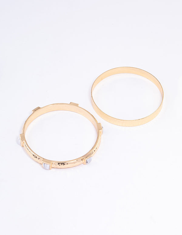 Gold Chunky Stone Bangle Pack