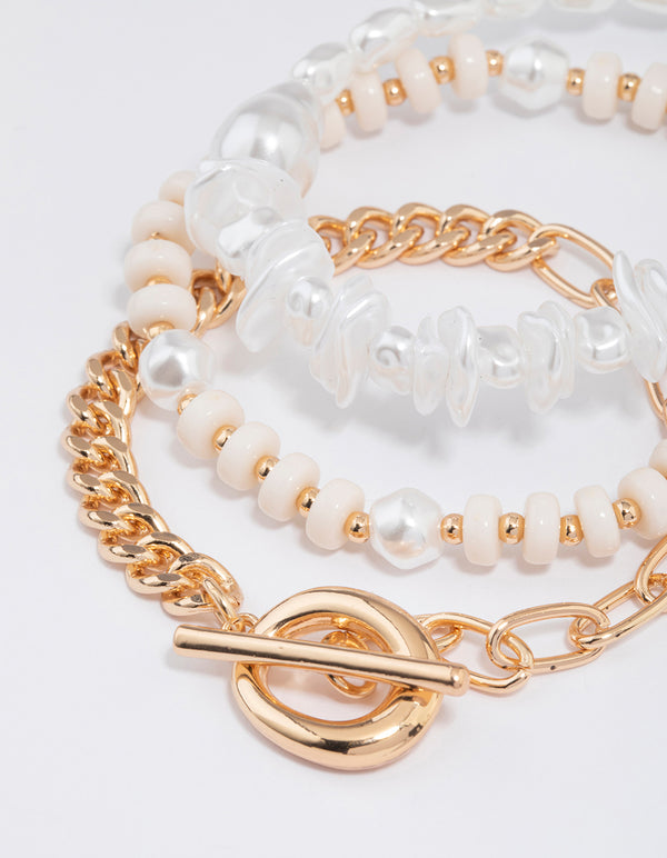 Gold Toggle Pearl Bracelet Pack