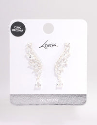 Silver Plated Cubic Zirconia Marquise Earrings Crawler - link has visual effect only