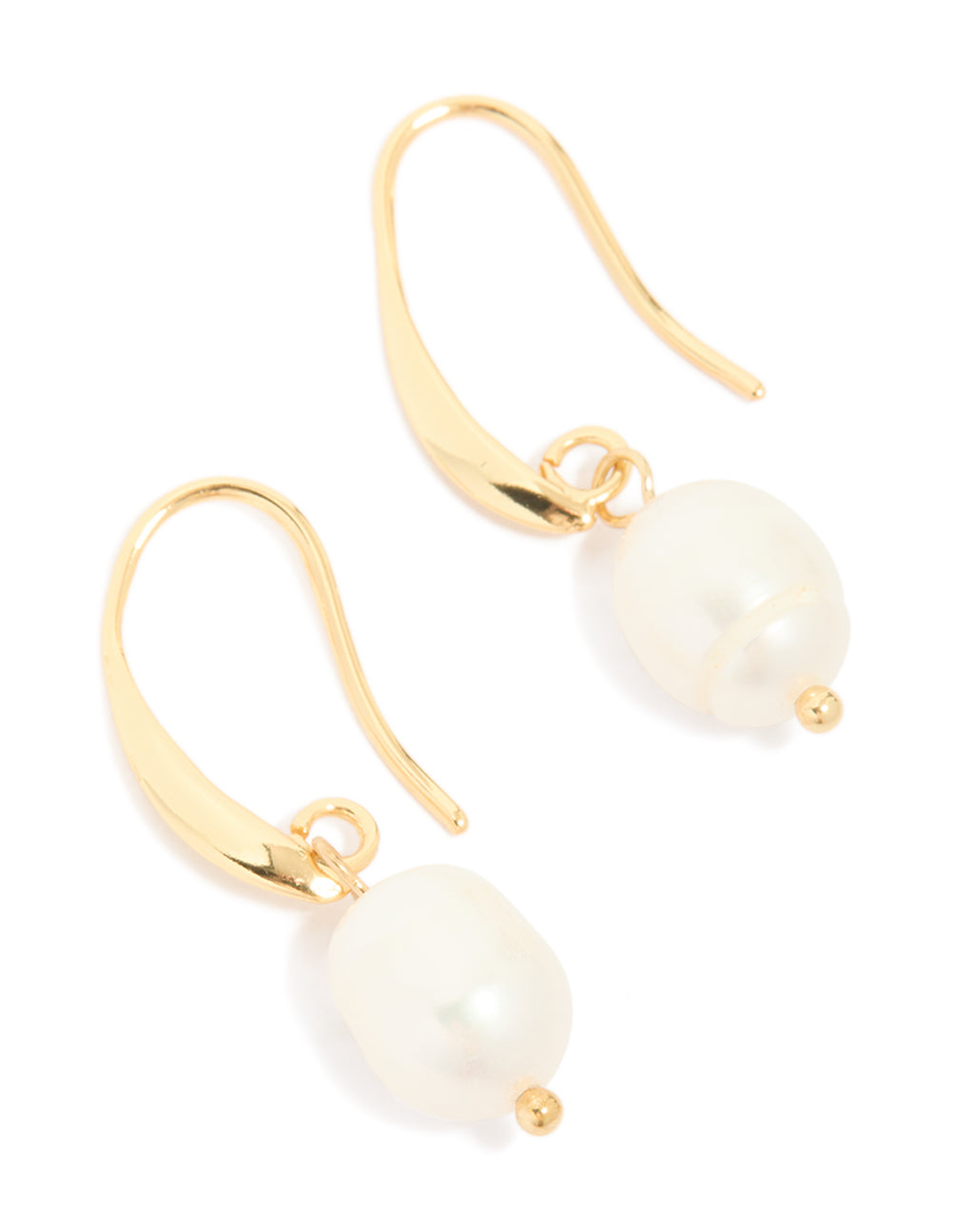 Gold Plated Freshwater Pearl Medium Hook Drop Earrings