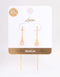 Gold Plated Thread Through Cubic Zirconia Earrings - link has visual effect only