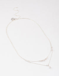 Silver Plated Dainty Cubic Zirconia Double Layer Necklace - link has visual effect only