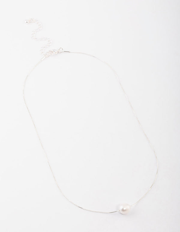 Silver Plated Freshwater Pearl Pendant Necklace