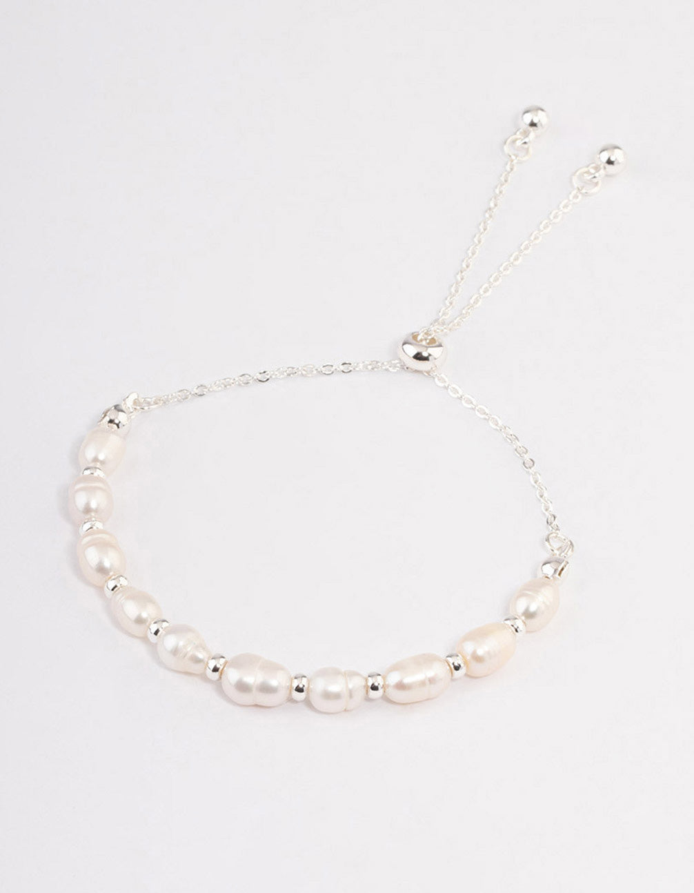 Silver Plated Freshwater Pearl Ball Toggle Bracelet
