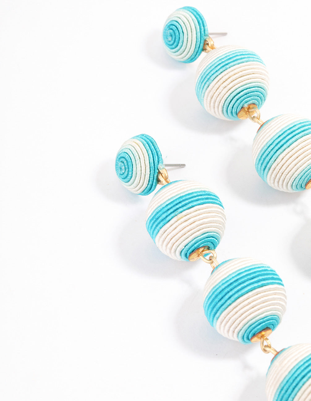 Gold Thread Wrapped Drop Earrings