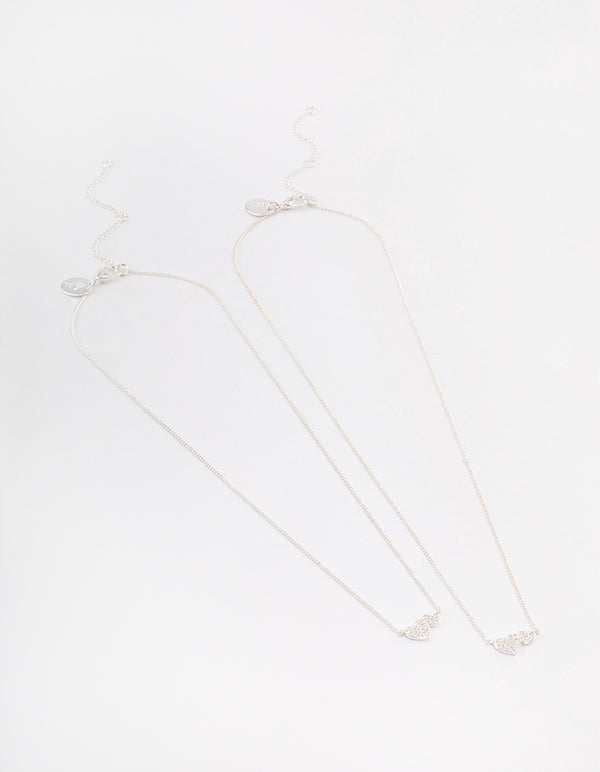 Silver Plated Cubic Zirconia Linked Hearts Necklace Pack