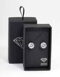 Silver Classic Large Diamante Stud Earrings - link has visual effect only