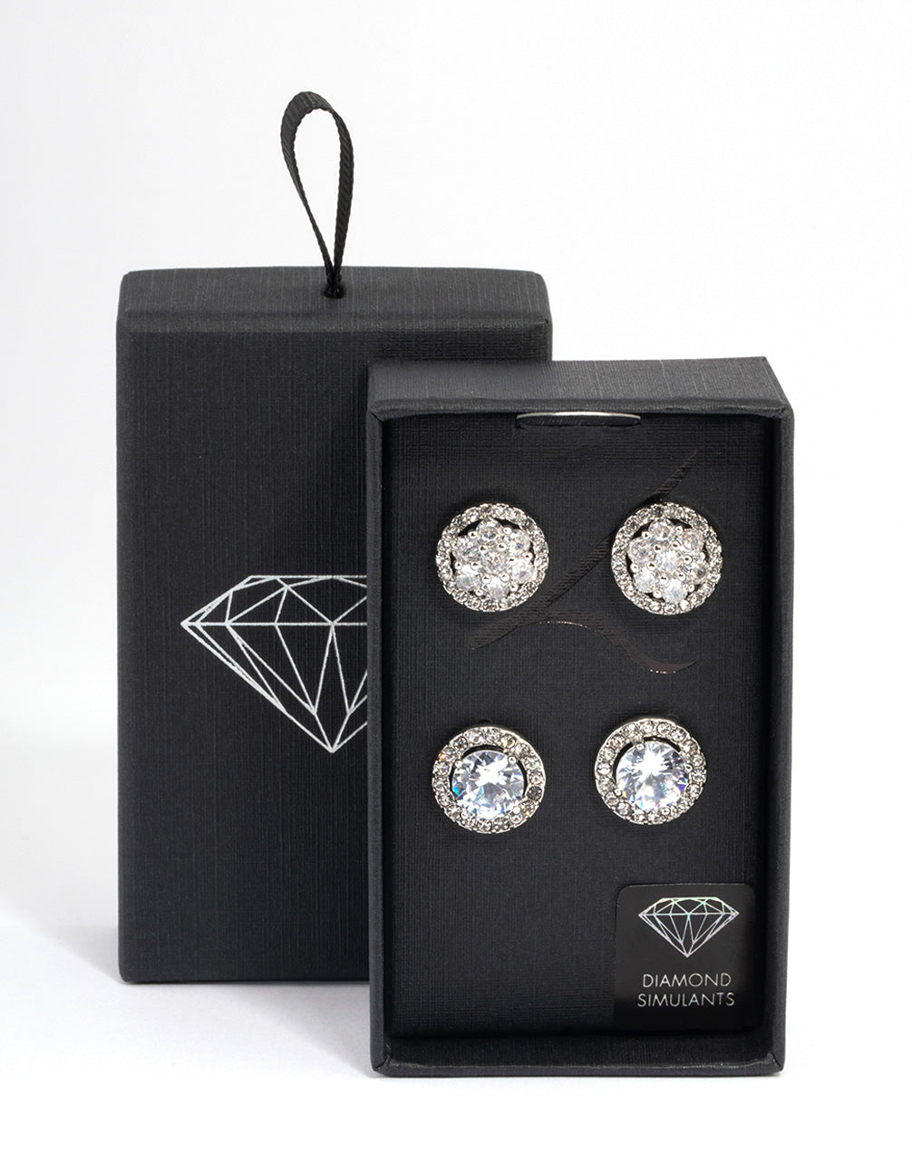 Silver Round & Flower Halo Earrings Pack