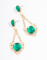 Green Mixed Stone Ornate Drop Earrings - link has visual effect only