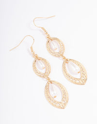 Gold Open Marquise & Pearl Drop Earrings - link has visual effect only