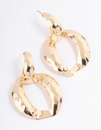 Gold Hammered Knocker Drop Earrings - link has visual effect only