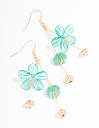Green Flower & Beaded Drop Earrings - link has visual effect only
