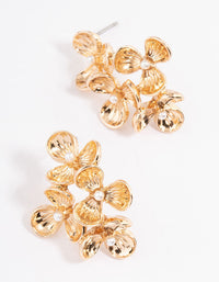 Gold Four Flower Group Stud Earrings - link has visual effect only