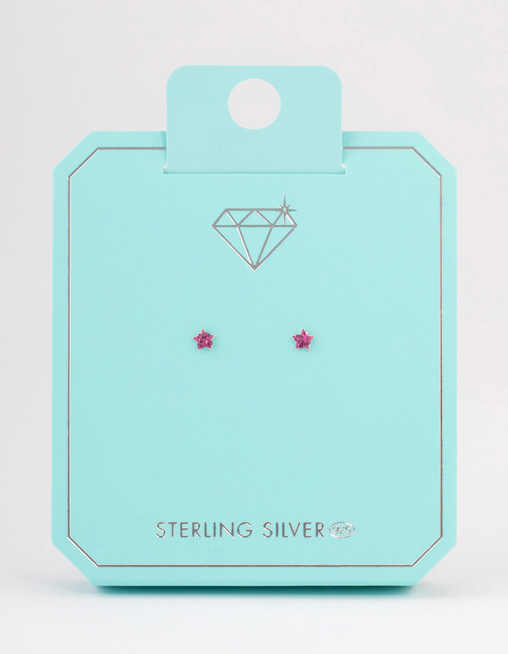 Sterling Silver Pave Star Stud Earrings