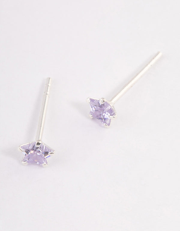 Sterling Silver Cubic Zirconia Star Stud Earrings