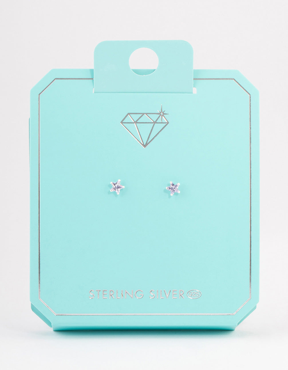 Sterling Silver Cubic Zirconia Star Stud Earrings