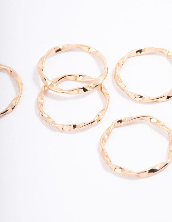 Gold Classic Twisted Ring 5-Pack