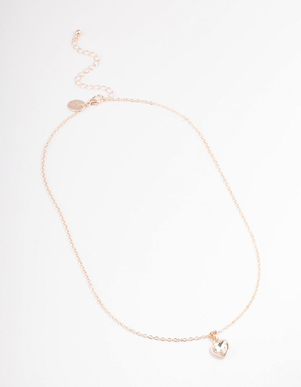 Rose Gold Encased Diamante Heart Necklace