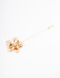 Gold Large Flower Scarf Pin - link has visual effect only