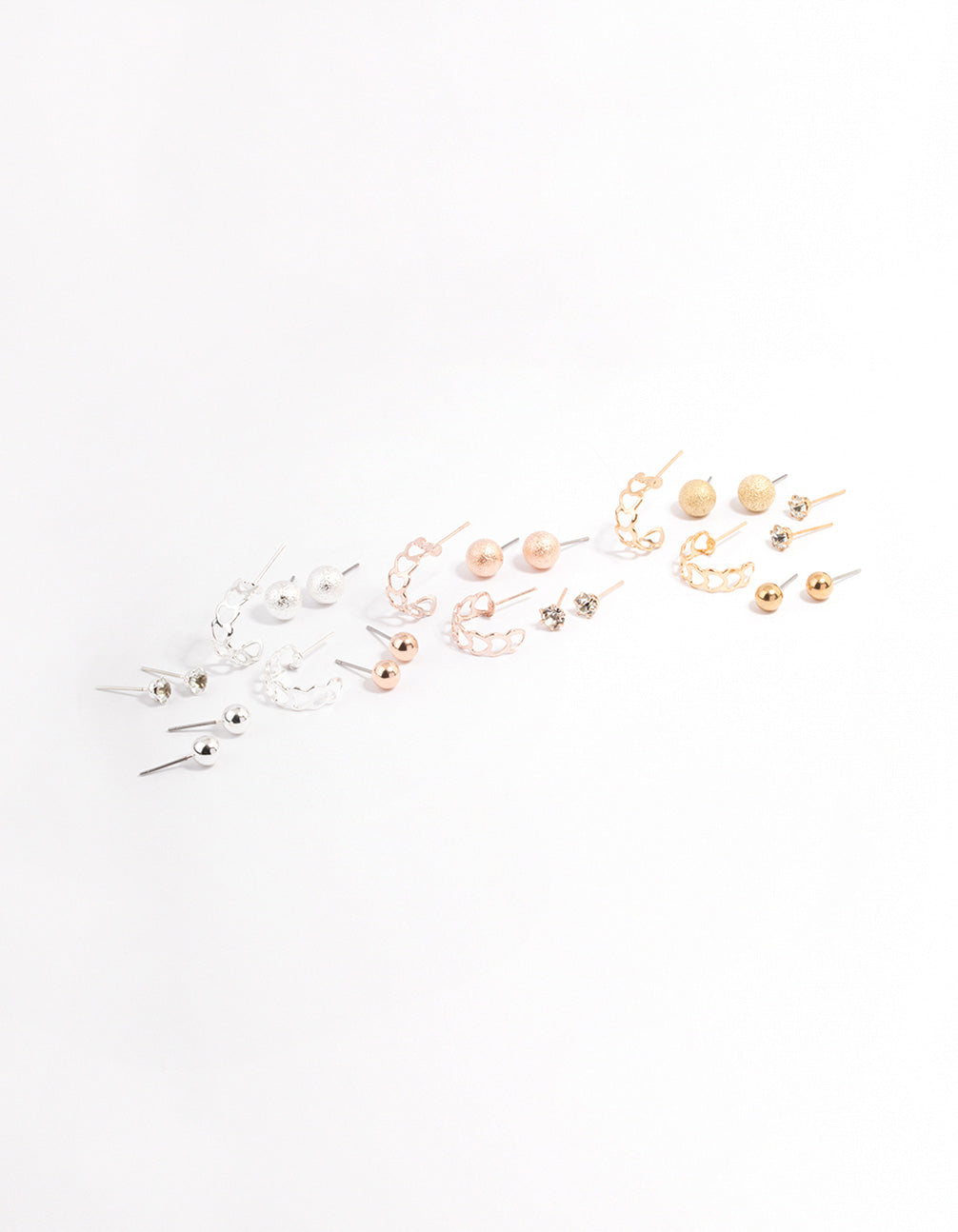 Mixed Metal Heart & Sunblast Earring 12-Pack