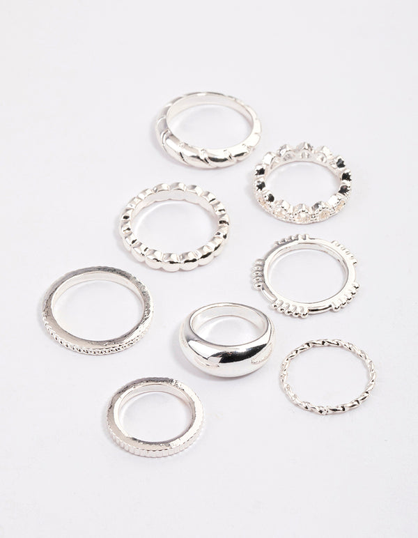 Silver Mixed Twisted & Heart Ring Pack - Lovisa