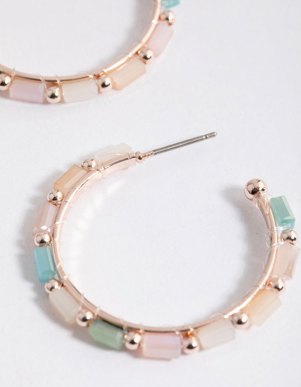Rose Gold Mixed Bead Hoop Earrings