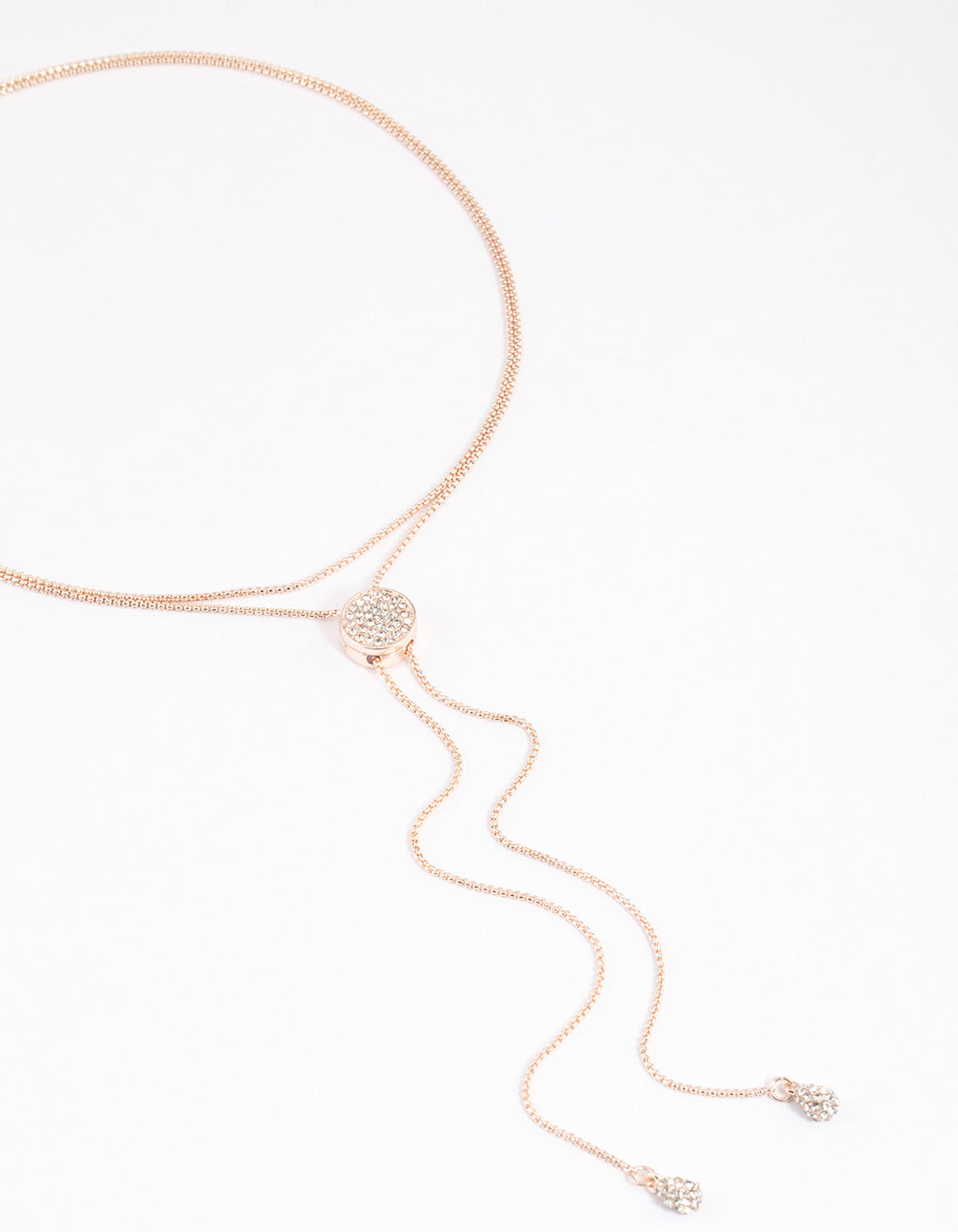 Rose Gold Diamante Adjustable Chain Necklace