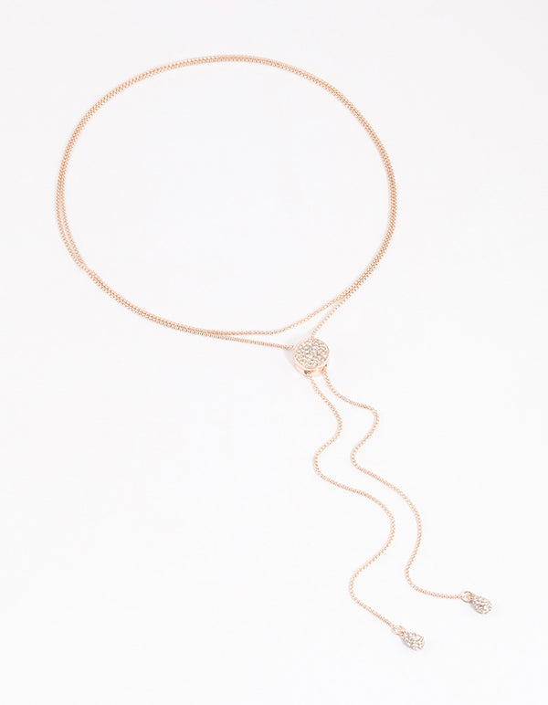 Rose Gold Diamante Adjustable Chain Necklace